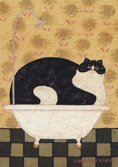 Warren Kimble Cat in Hot Tin Tub